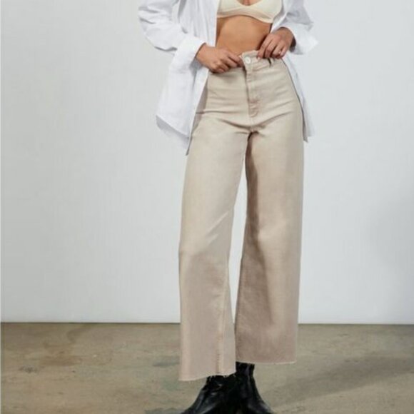 ZARA ZW Collection High Waist Marine Straight Jeans with Pockets – Beige – Size - Picture 2 of 16